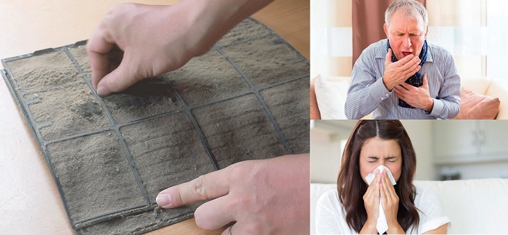Máy lạnh sử dụng lâu ngày không vệ sinh sẽ bám bẩn và chứa vi khuẩn gây hại cho sức khỏe.