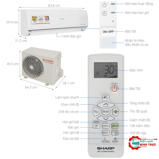 Máy lạnh Sharp Inverter 1 HP AH-X10ZEW